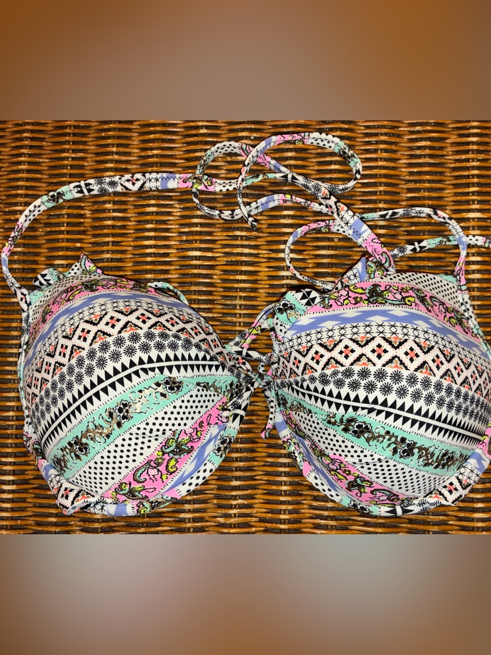 Victoria's Secret Multicolor Patterned push up Bikini Top 34DD